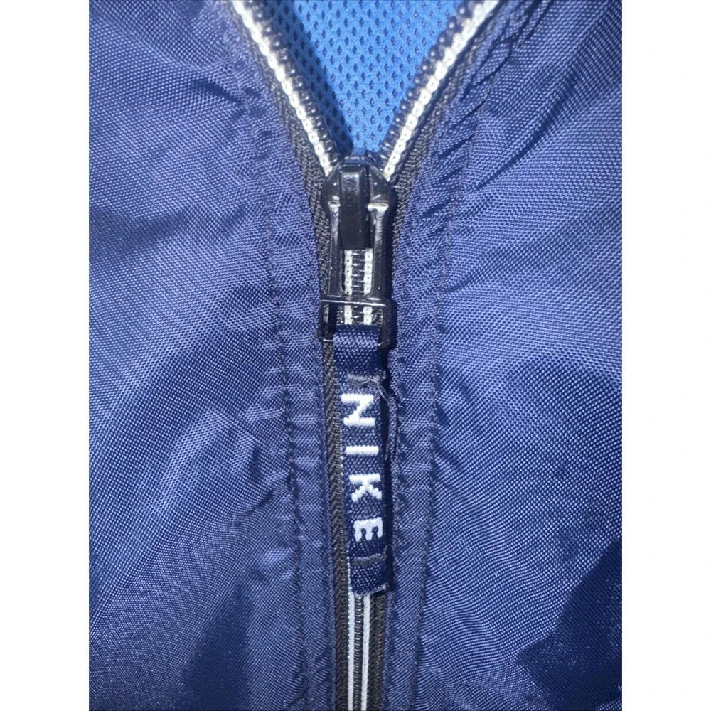 Vintage Nike XL Blue Nylon Windbreaker Anorak Jacket Center‎ Pouch Rare Swoosh